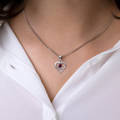 Herzkette mit echtem Rubin 925er Silber