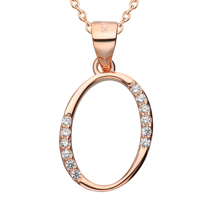 Buchstabe O mit Halskette Silber 925 Rosegold