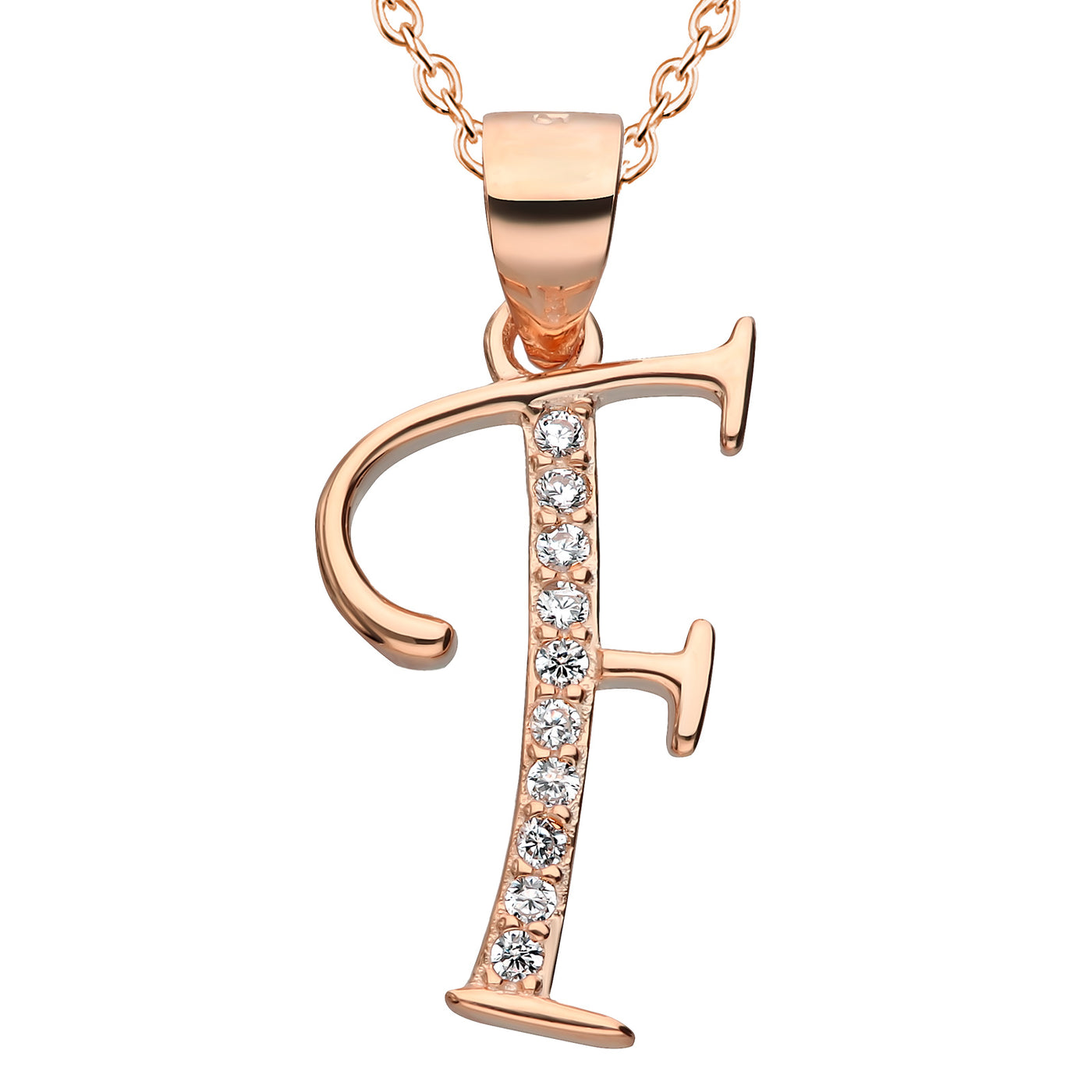 Kette mit Buchstabe F Silber 925 Rosegold