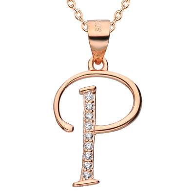 Kette mit Buchstabe P Silber 925 Rosegold