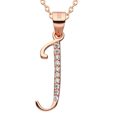 Kette mit Buchstabe J Silber 925 Rosegold
