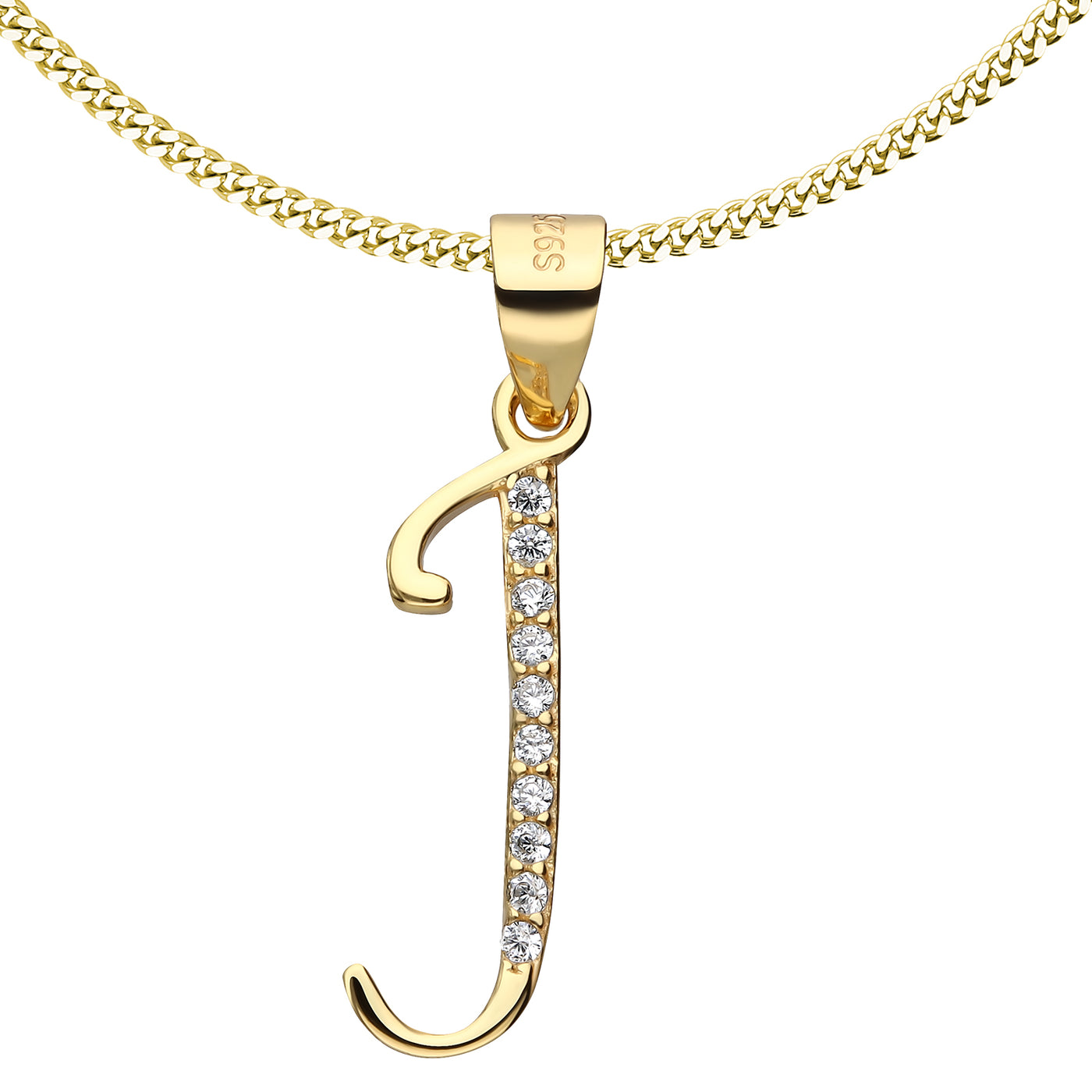 Buchstabenkette J 925er Silber Goldene Kette