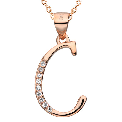 Goldene Kette mit Buchstabe C Silber 925 Rosegold