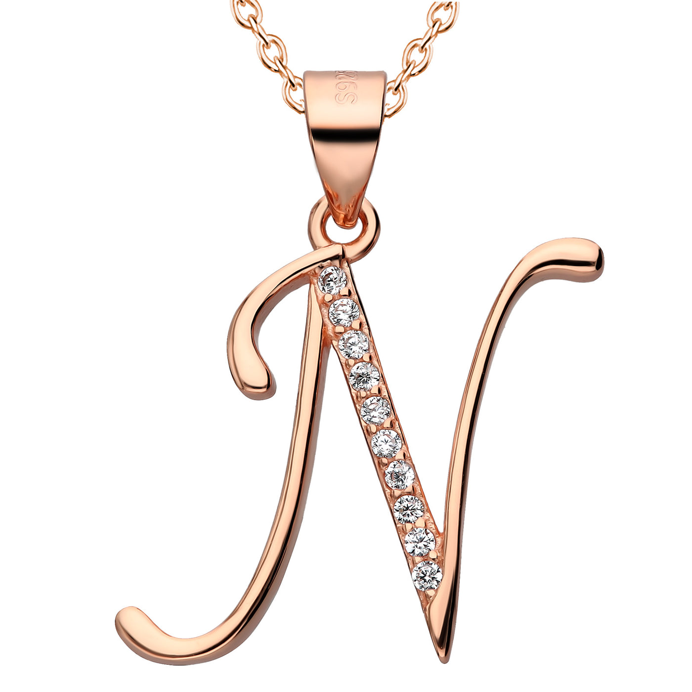 Kette mit Buchstabe N Silber 925 Rosegold