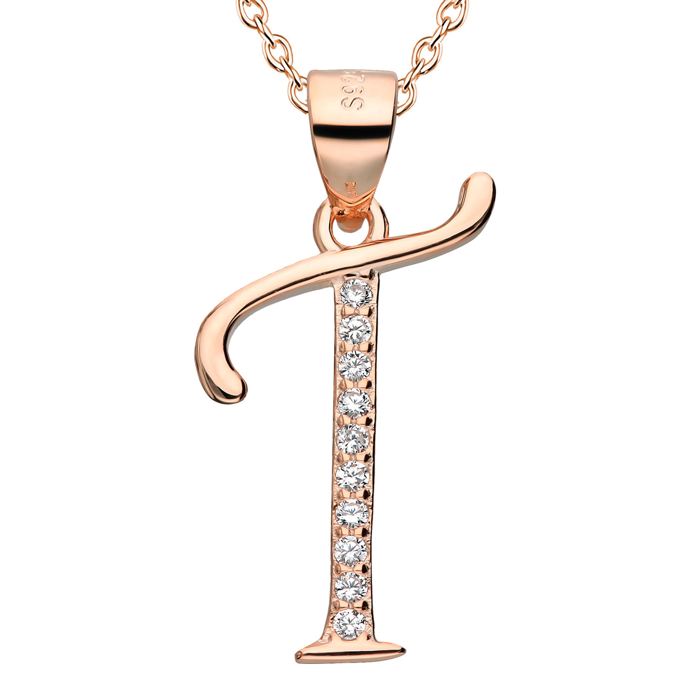 Kette mit Buchstabe T Silber 925 Rosegold