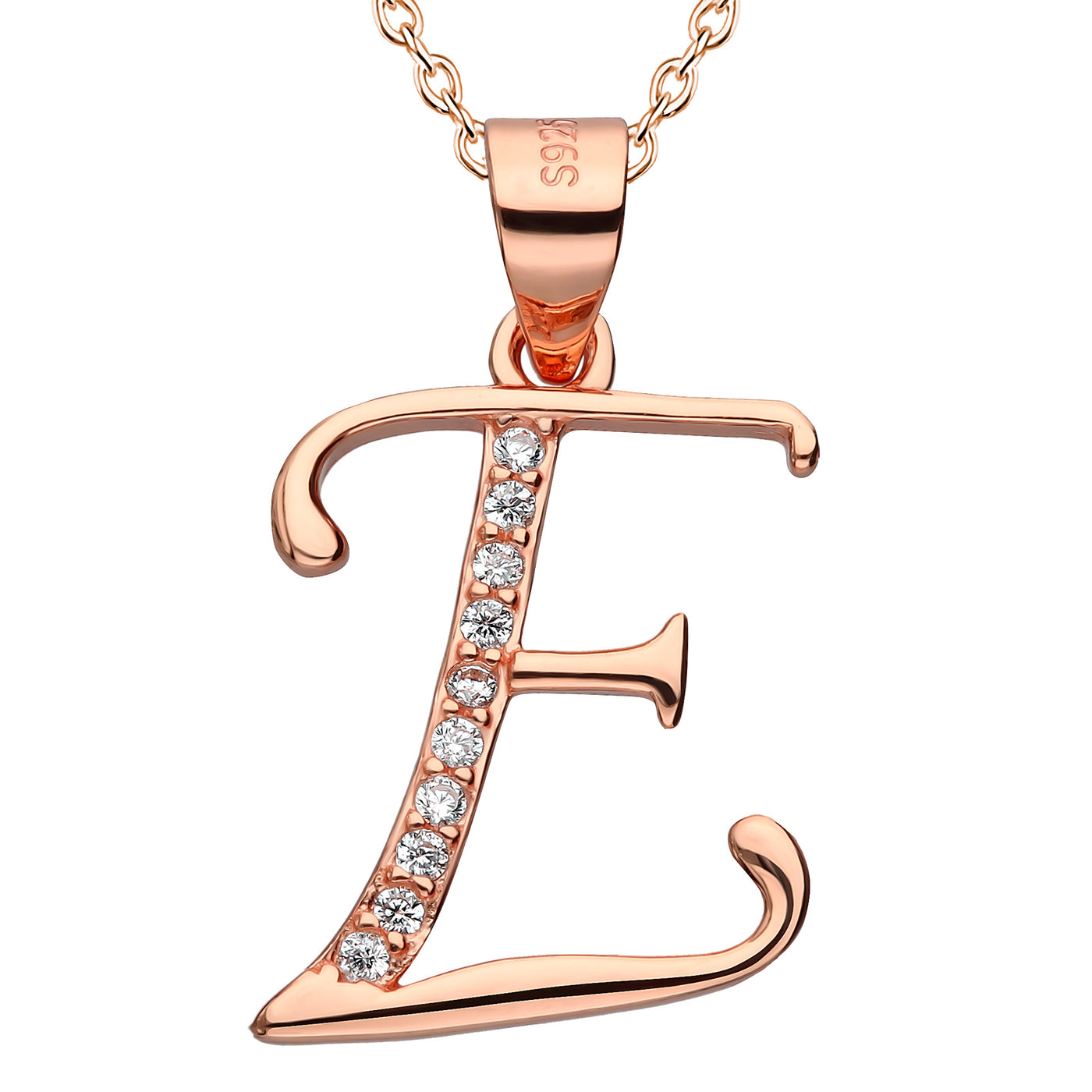 Kette mit Buchstabe E Silber 925 Rosegold