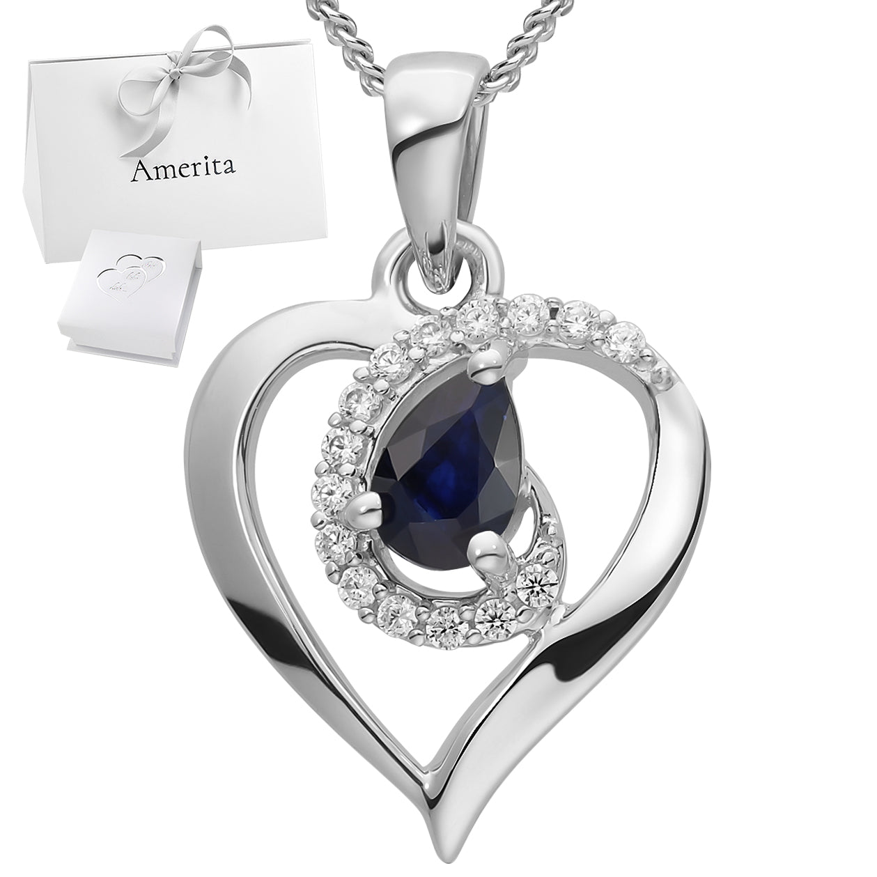 Echte Saphir Herzkette 925er Sterlingsilber