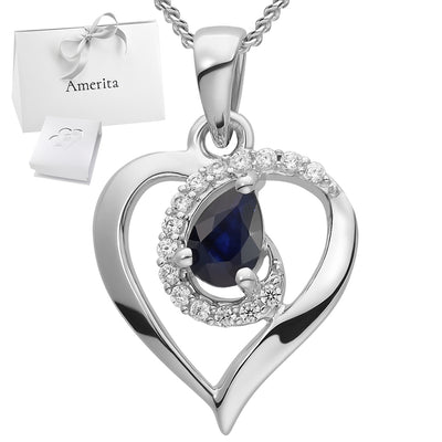 Echte Saphir Herzkette 925er Sterlingsilber