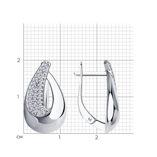 Damen Ohrringe Silber Tropfen mit Zirkonia