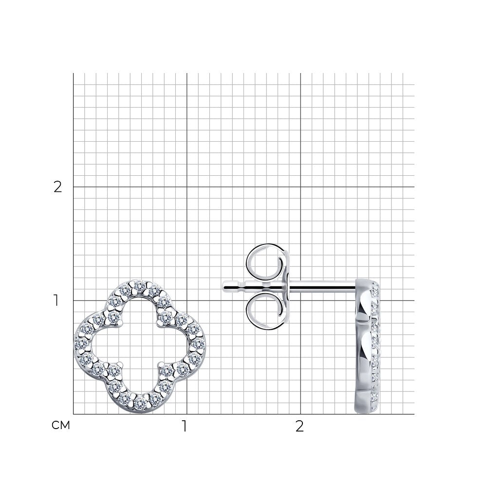 Ohrstecker Silber 925 Kleeblatt mit Zirkonia