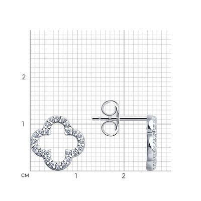 Ohrstecker Silber 925 Kleeblatt mit Zirkonia