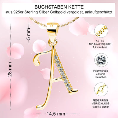 Buchstabenkette A aus vergoldetem 925er Silber