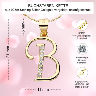 Buchstabe B aus vergoldetem 925er Silber