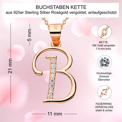 Goldene Kette mit Buchstabe B Silber 925