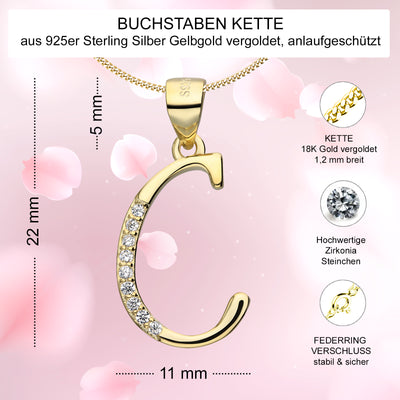 Buchstabenkette C 925er Silber vergoldet