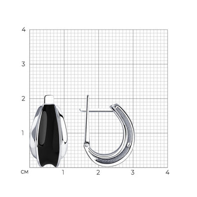 Silber Ohrringe mit Emaille schwarz