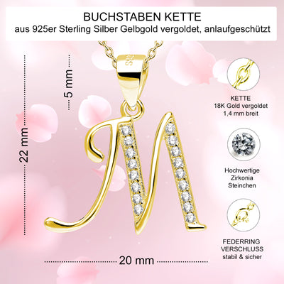 Kette mit Buchstabe M aus Silber 925