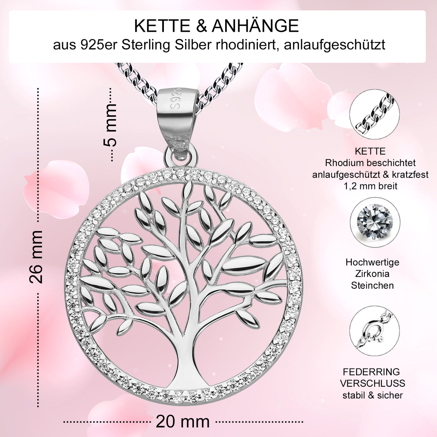 Kette Anhänger Lebensbaum Sterlingsilber 925