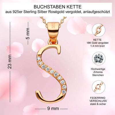 Kette mit Buchstabe S Silber 925 Rosegold