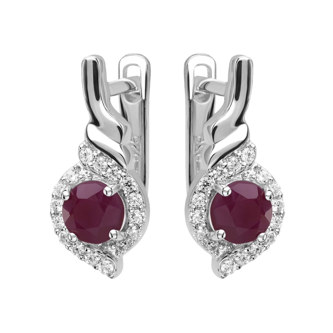 925 Silber Ohrringe mit echtem Rubin