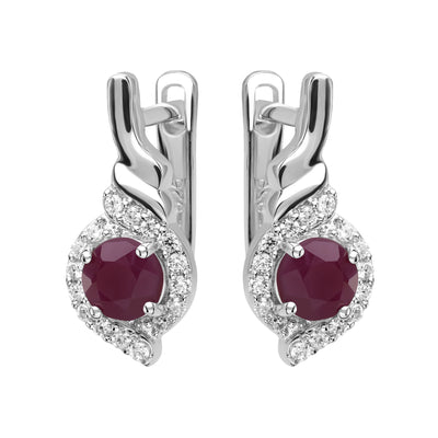 925 Silber Ohrringe mit echtem Rubin