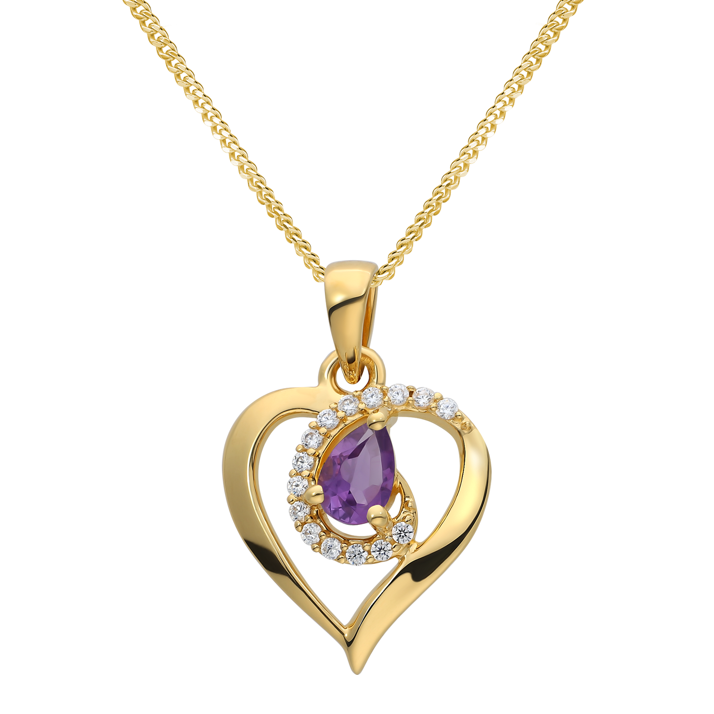 925 Silber Herzkette mit echtem Amethyst