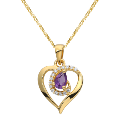 925 Silber Herzkette mit echtem Amethyst