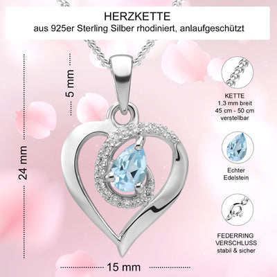 Herzkette Silber 925 Topas