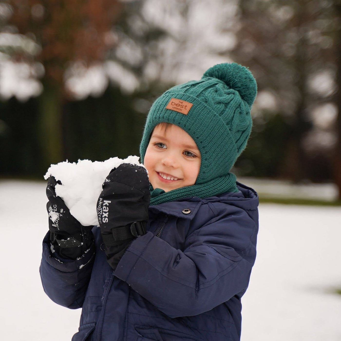 Wintermütze Schal für Jungen 50-52cm (2-5 Jahre) Schwarz