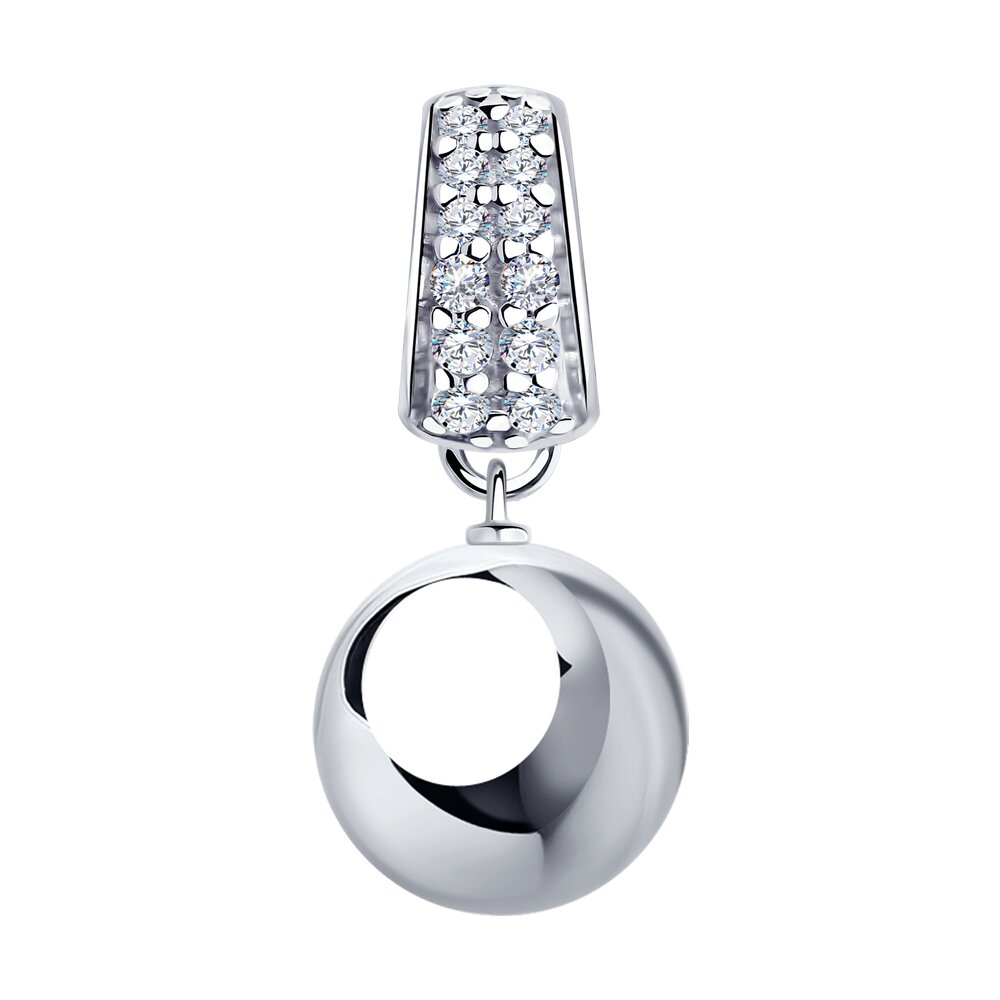 Silber Anhänger Kugel mit Zirkonia