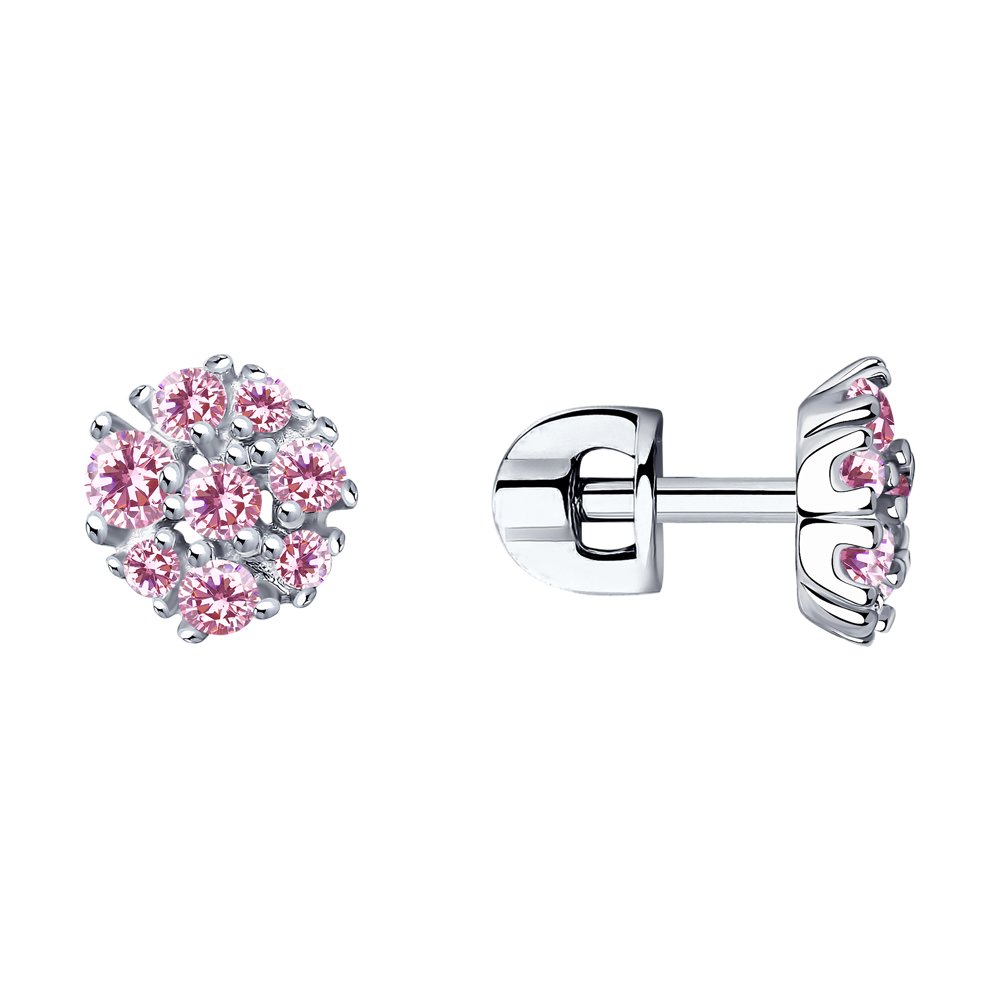 Damen Ohrstecker Silber 925 Zirkonia rosa