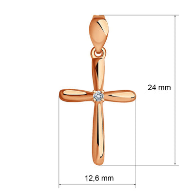 Kreuz aus Rotgold 585 mit Zirkonia