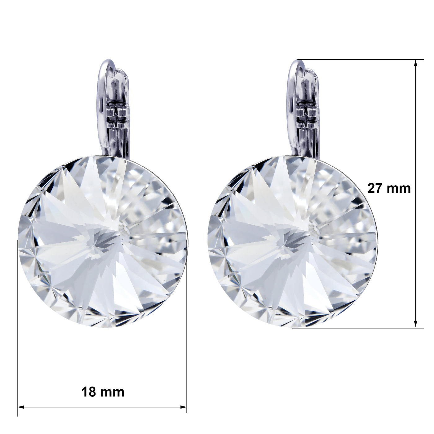 Ohrringe mit Kristallen 18mm weiß rhodiniert