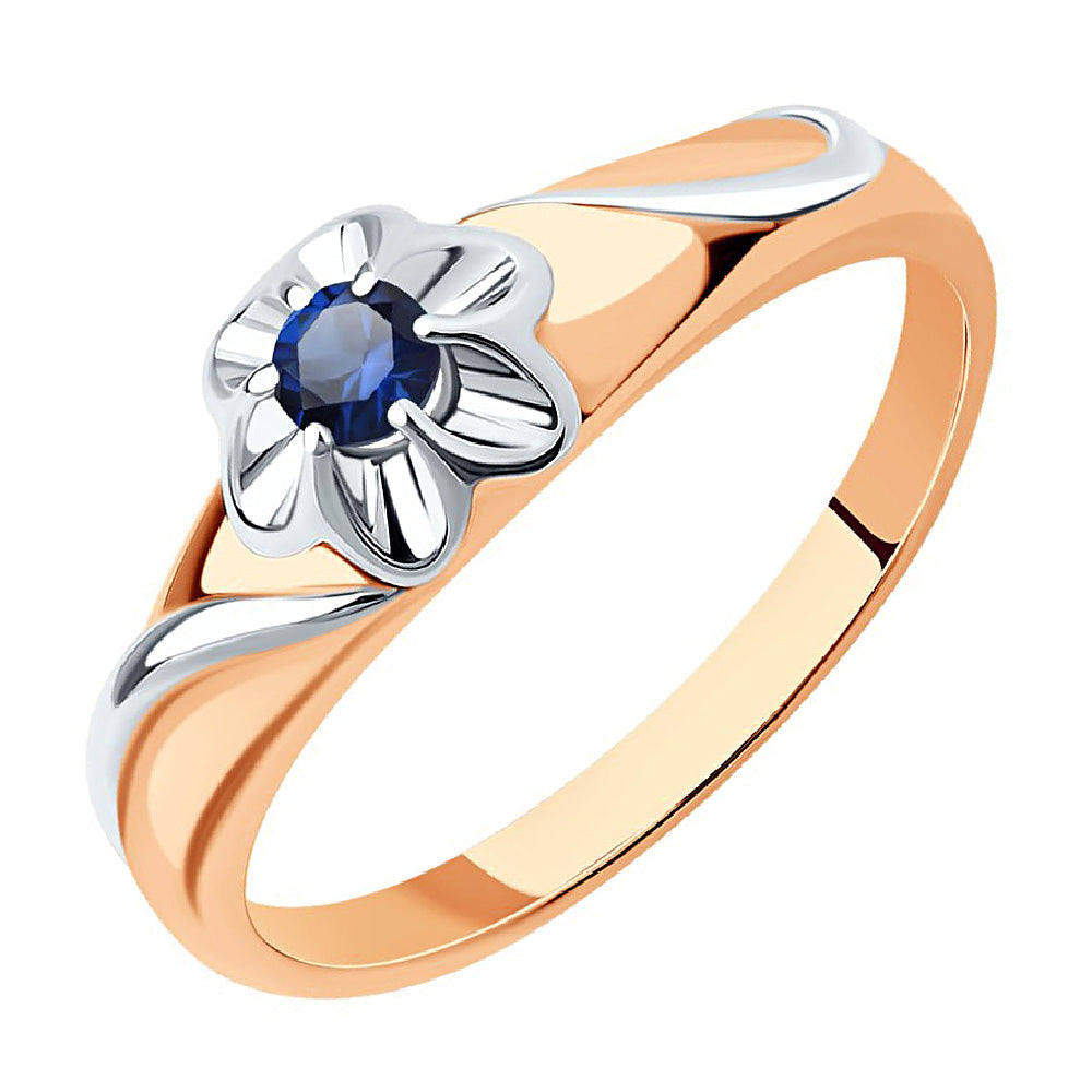 Ring mit Saphir Sterling Silber 925 vergoldet bicolor