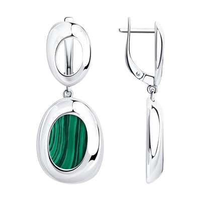 Silber 925 Ohrringe mit Malachit grün massiv
