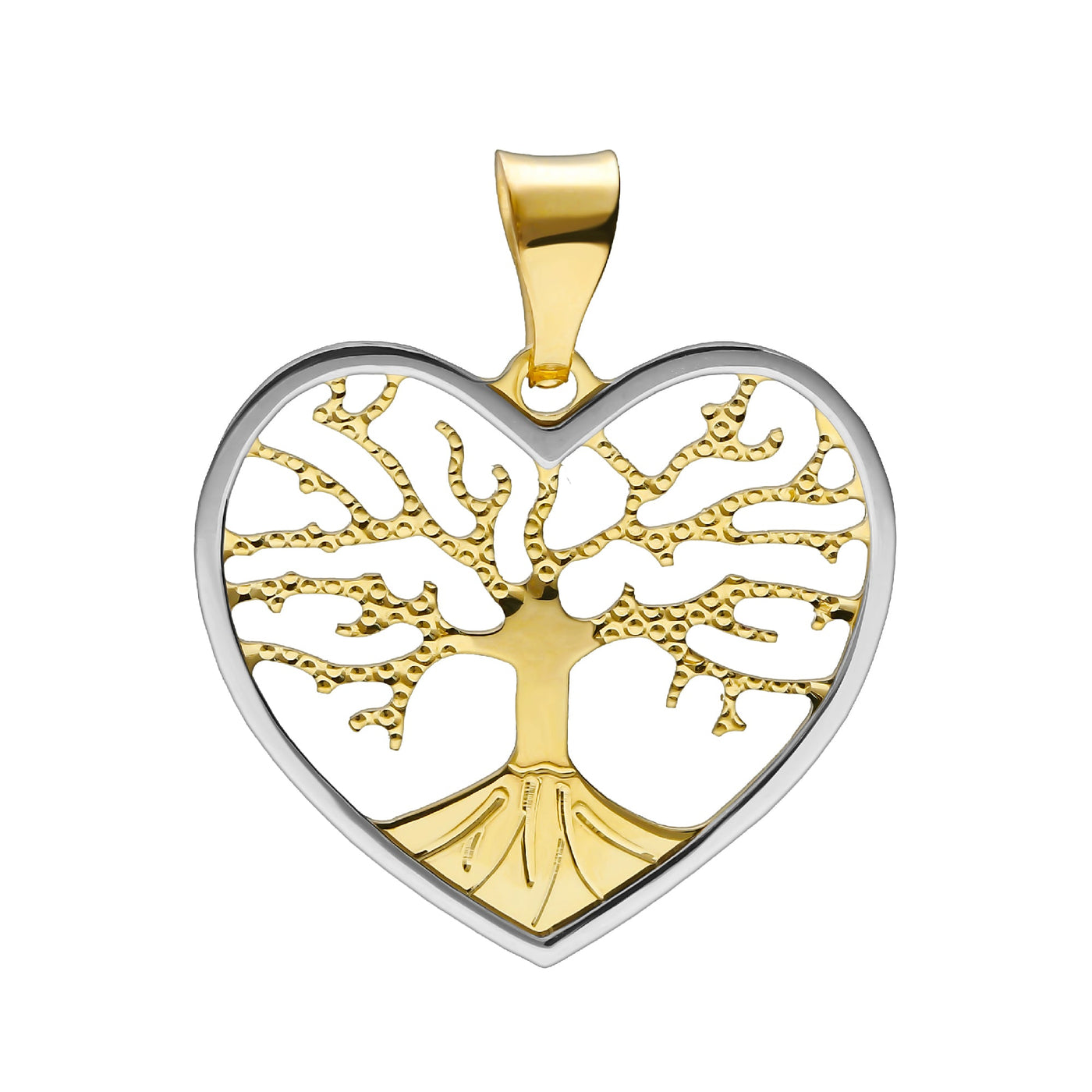 585er Gold Anhänger Herz Lebensbaum