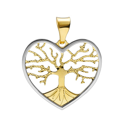 585er Gold Anhänger Herz Lebensbaum