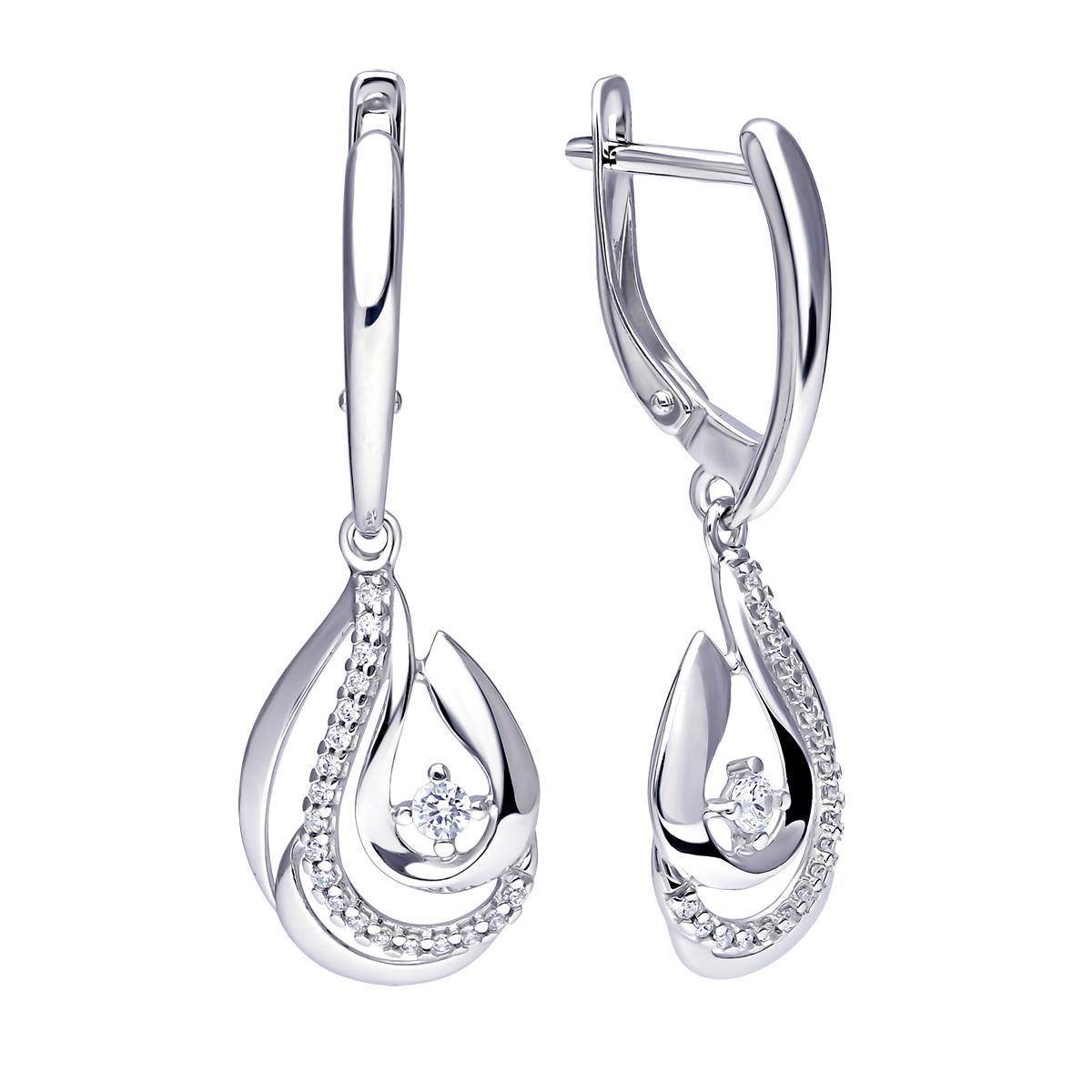 Ohrringe Tropfen aus Sterling Silber 925 mit Zirkonia