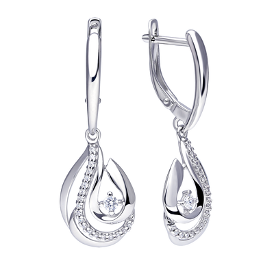 Ohrringe Tropfen aus Sterling Silber 925 mit Zirkonia