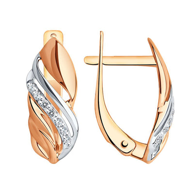 Ohrringe Gold 585 bicolor Russisches Goldschmuck