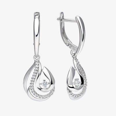 Ohrringe Tropfen aus Sterling Silber 925 mit Zirkonia