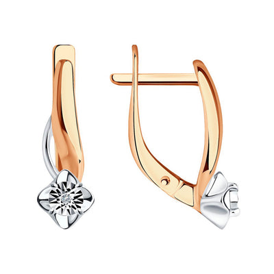 Goldene Ohrringe Silber 925 mit Diamanten bicolor