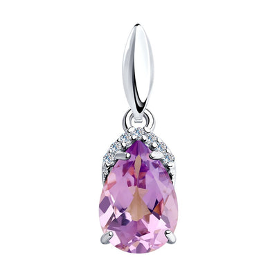 Silber 925 Anhänger Tropfen mit Amethyst