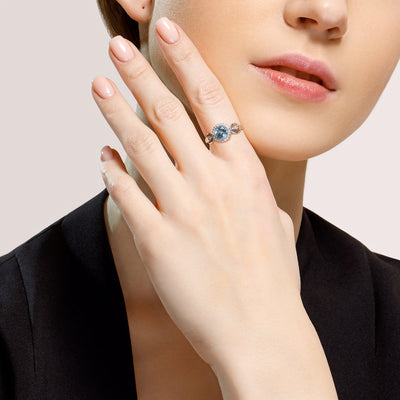 Damen Ring Silber 925 mit Topas blau