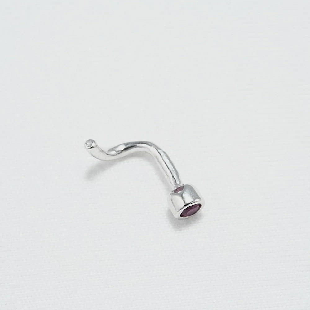 Nasenpiercing 925 Silber mit Zirkonia rot