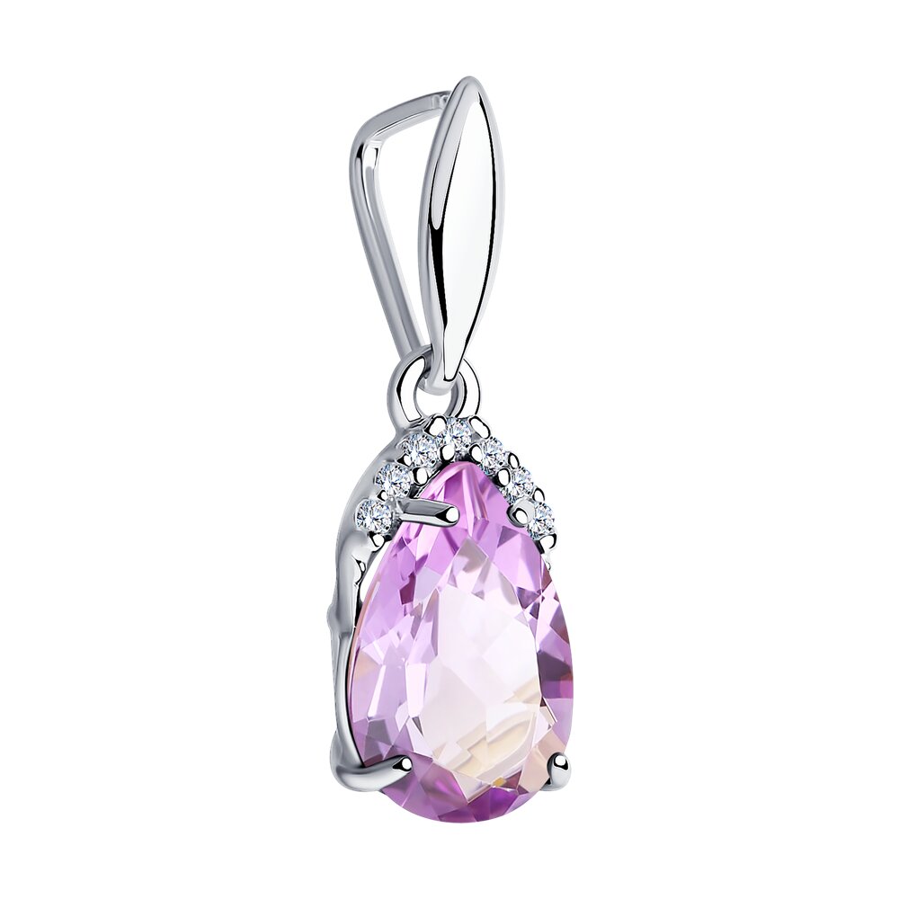 Silber 925 Anhänger Tropfen mit Amethyst