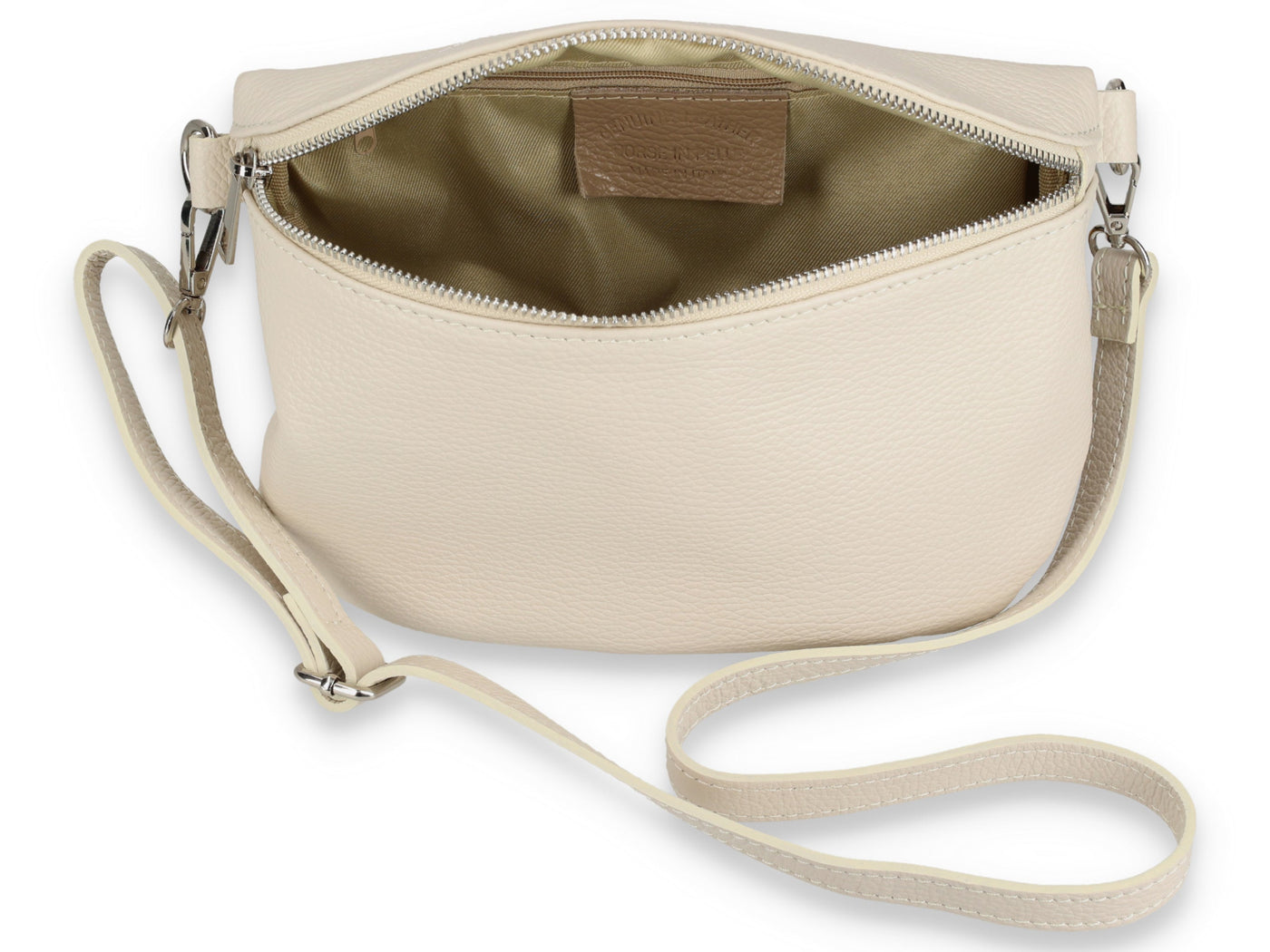 Bauchtasche Leder Damen mit Wechselgurt Beige