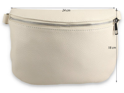 Bauchtasche Leder Damen mit Wechselgurt Beige