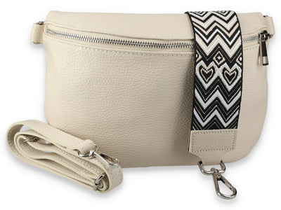 Bauchtasche Leder Damen mit Wechselgurt Beige