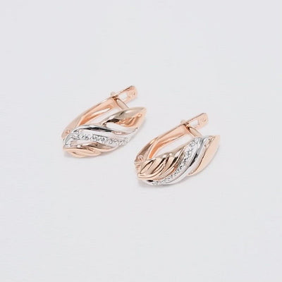Ohrringe Gold 585 bicolor Russisches Goldschmuck